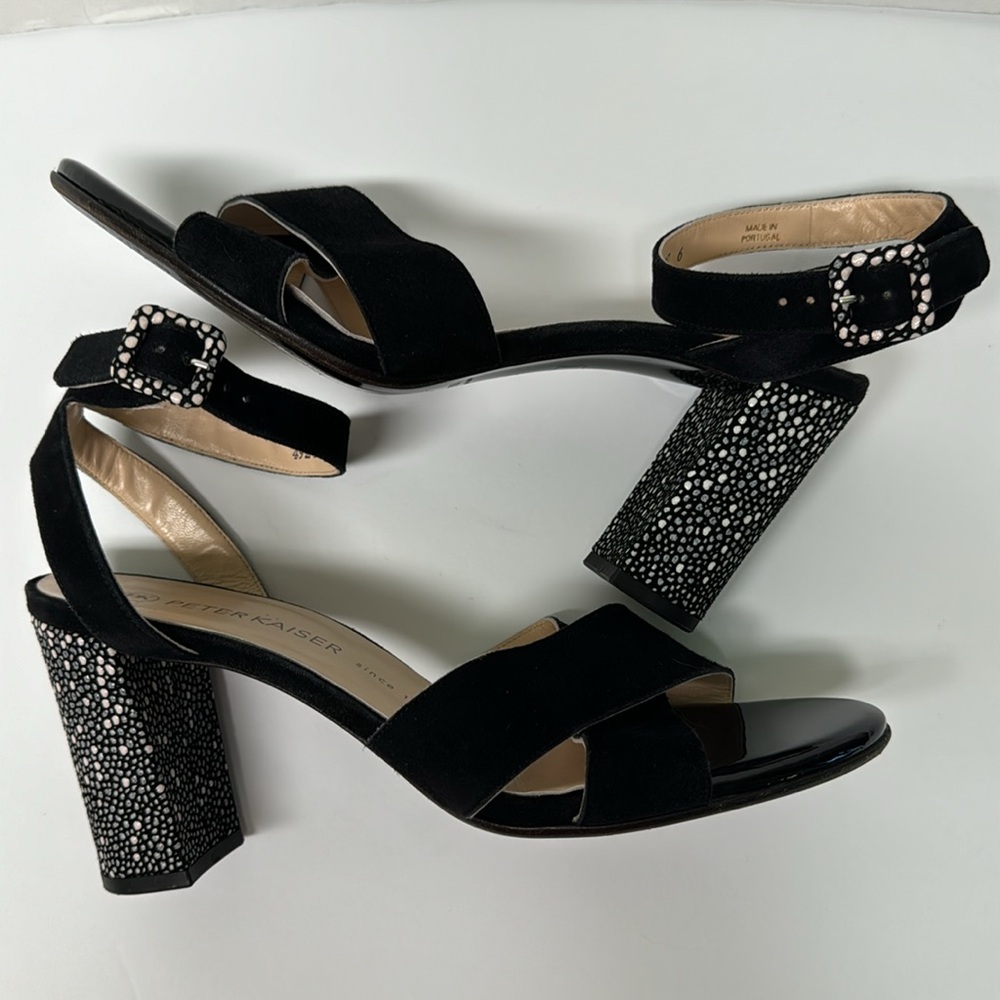 Peter Kaiser Textured‎ Block Heel Ankle Strap Sandals